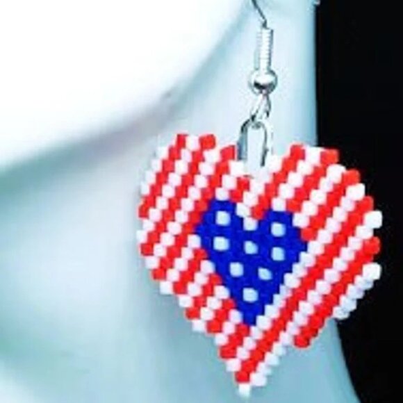 4th of July Heart Earrings - Picture 3 of 4